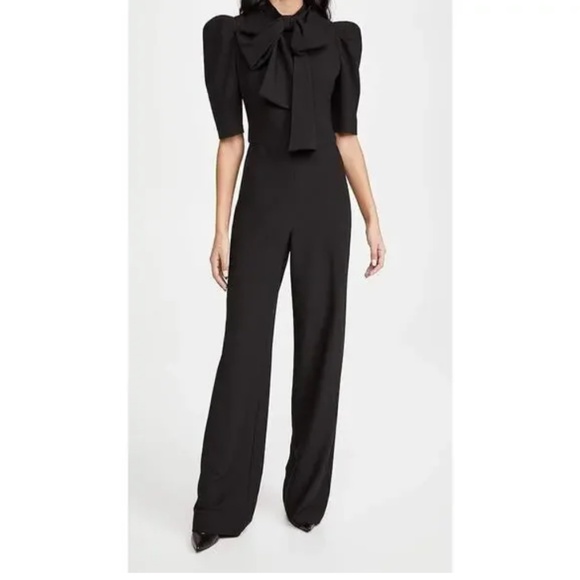 Black Halo Pants - Black Halo Eve Ara Tie Nack Puff Sleeve Jumpsuit NWT size 4